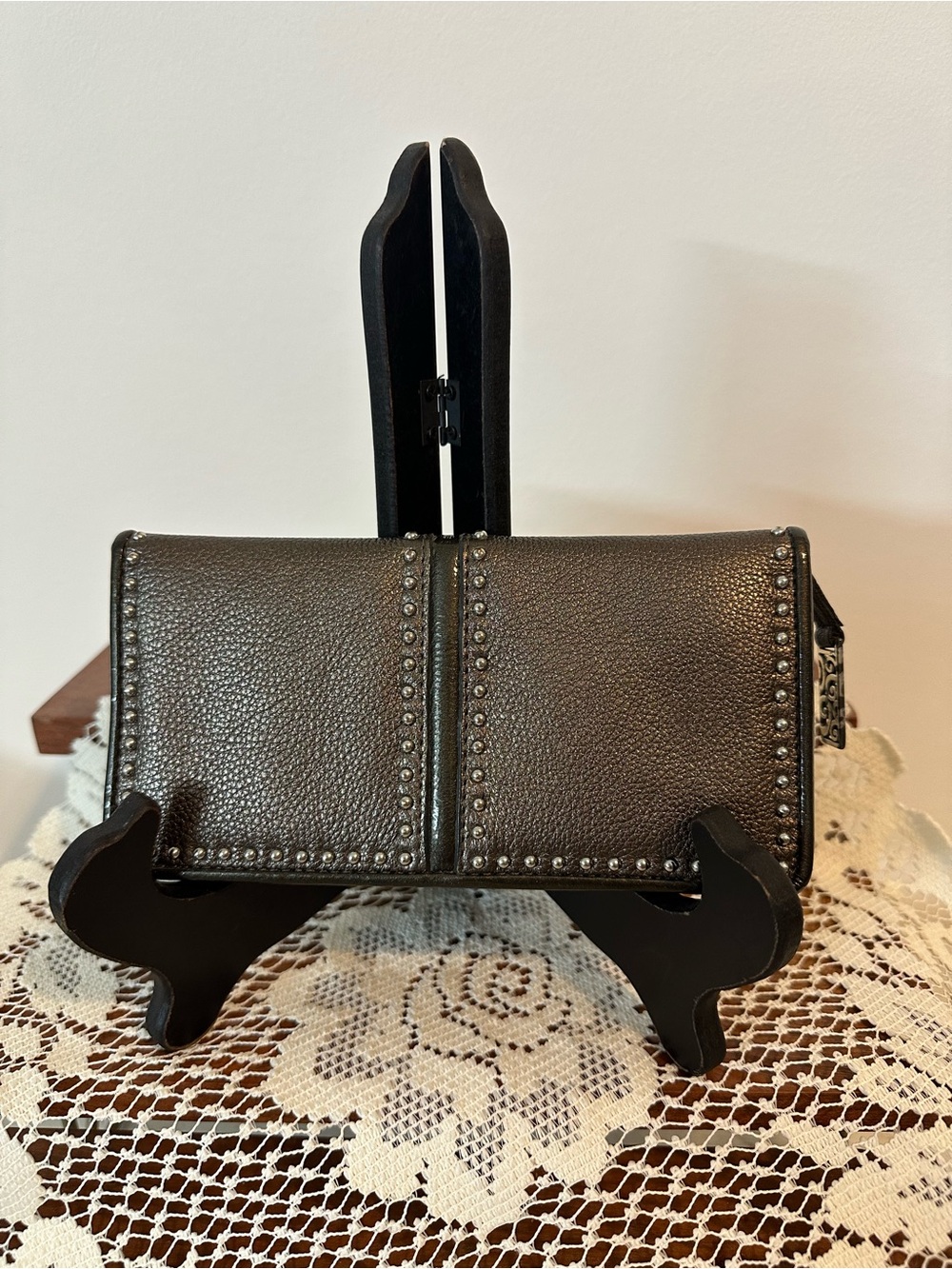 Brighton Stud-Trim Metallic Brown Women’s Wallet